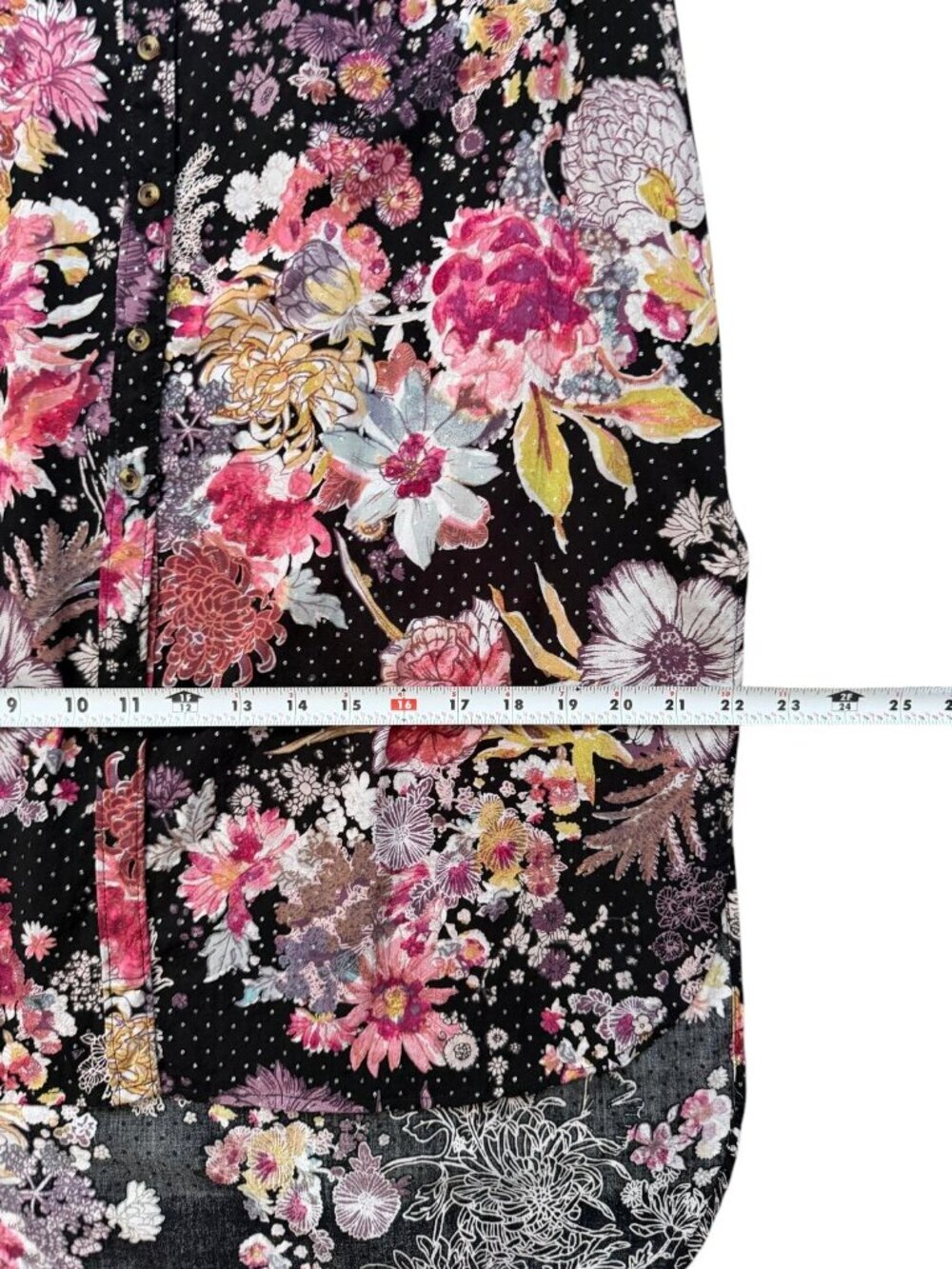 Maeve Anthropologie Women's Large Floral Button Front Tunic Blouse Boho. rayon. - Picture 5 of 12